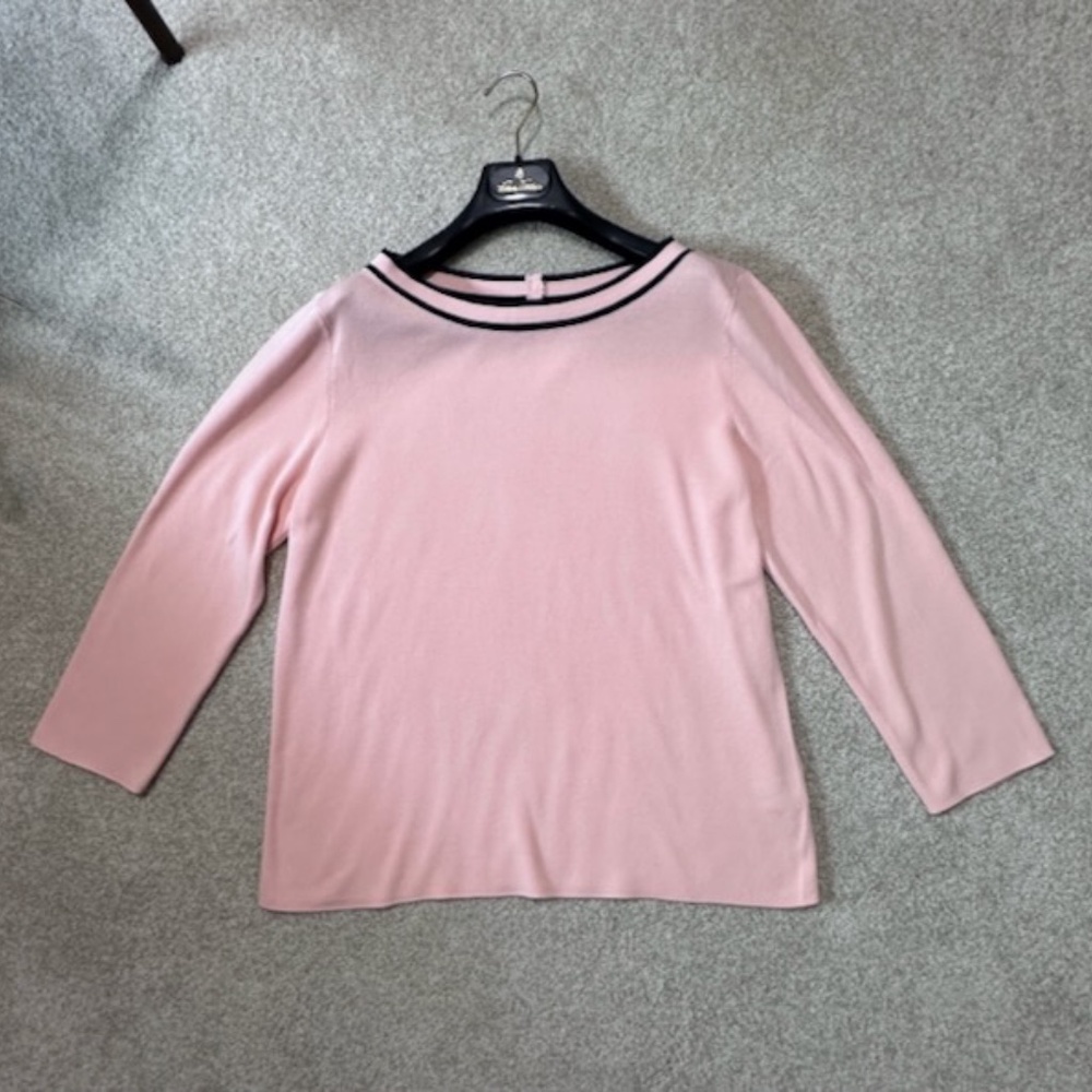 Talbots Pink Boatneck Cotton Blend 3/4 Sleeve Dressy Sweater XL EUC